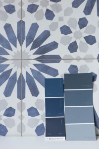 Paint color selection with shower tile.